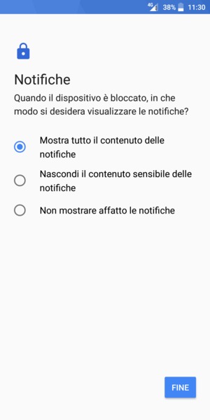 Seleziona la tua opzione preferita e poi FINE