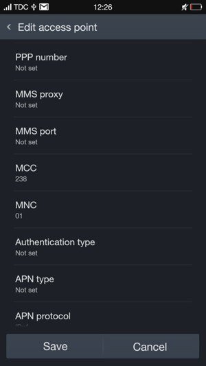 Scroll down and enter MMS information