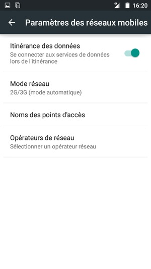 Activer ou désactiver Itinérance des données