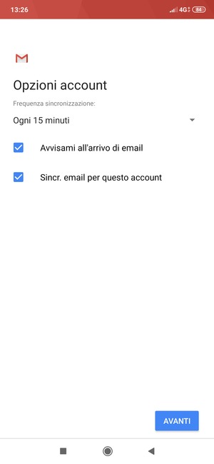 Seleziona AVANTI