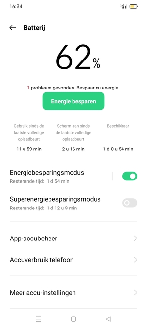 Schakel Superenergiebespaingsmodus in