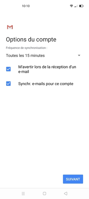 Sélectionnez SUIVANT