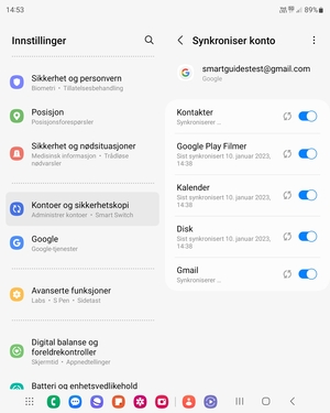 Din informasjon blir synkronisert
