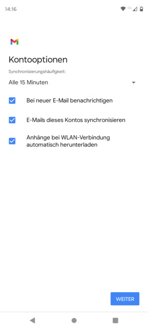 Wählen Sie WEITER