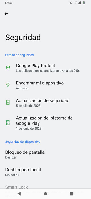 Seleccione Bloqueo de pantalla