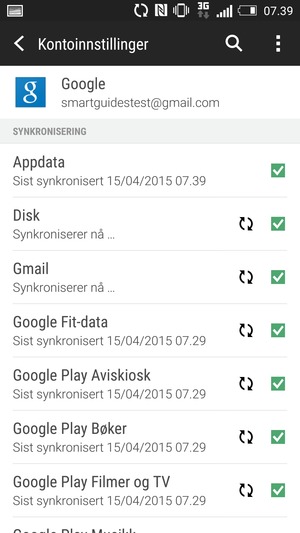 Din informasjon blir synkronisert