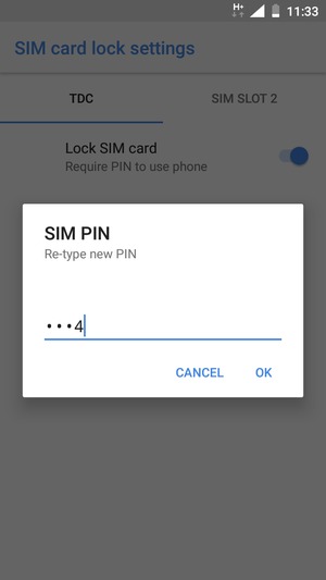 Confirm your new SIM PIN and select OK