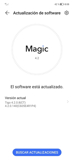 Si su teléfono está actualizado, verá la siguiente pantalla