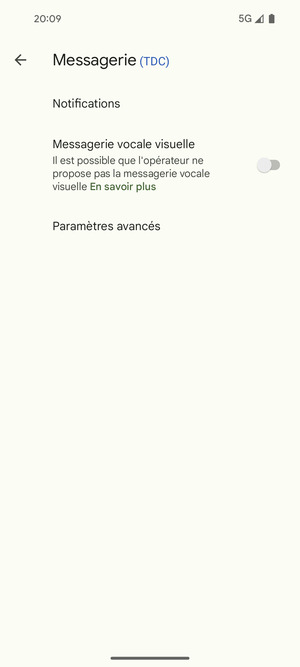 Sélectionnez Paramètres avancés