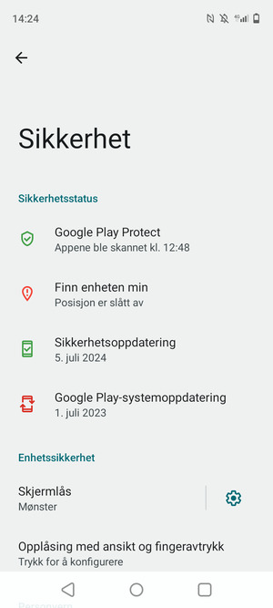 Telefonen din er nå sikret med en skjermlås