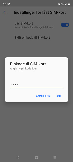 Bekræft din nye pinkode og vælg OK