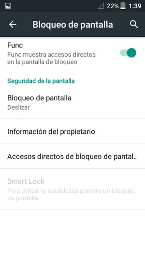 Seleccione Bloqueo de pantalla