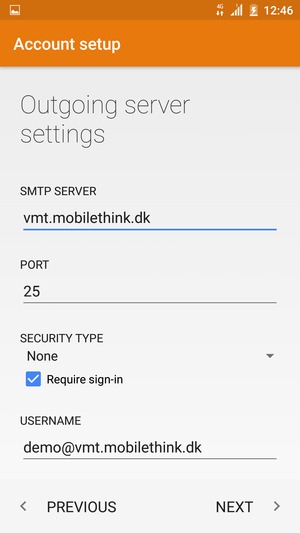 Enter Outgoing server address