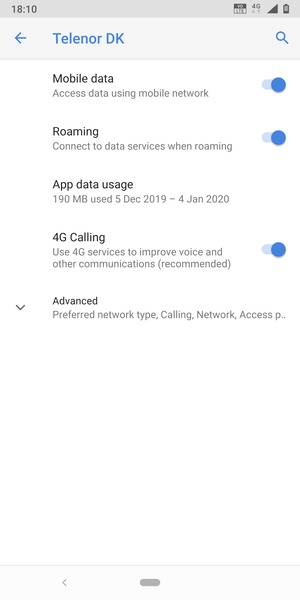 Turn Roaming on or off
