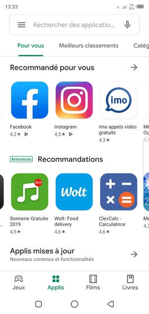 Sélectionnez la barre de Recherche
