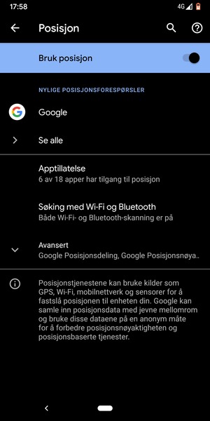 Slå av Bruk posisjon