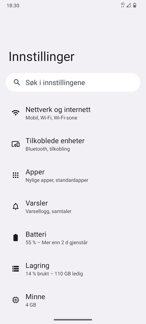 Velg Nettverk og internett