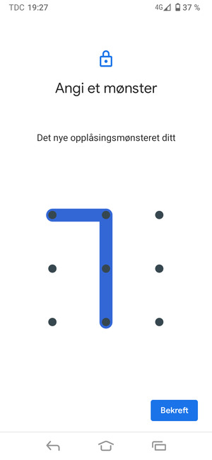 Tegn opplåsingsmønsteret igjen og velg Bekreft