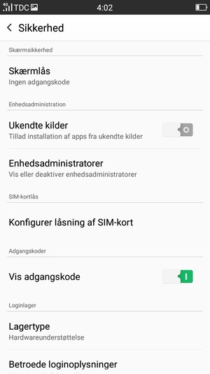 Vælg Konfigurer låsning af SIM-kort