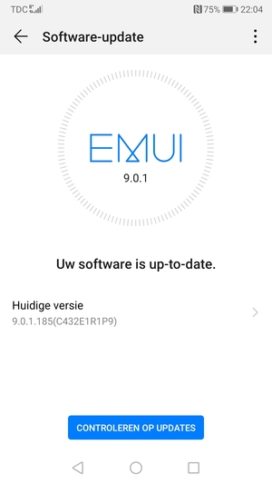 Als uw telefoon up-to-date is, zult u het volgende scherm zien