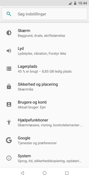 Scroll til og vælg System