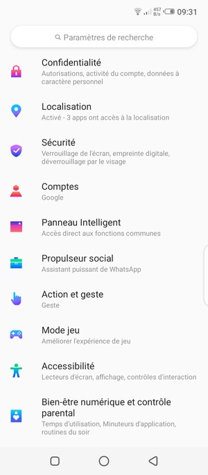 Faites défiler et sélectionnez Sécurité