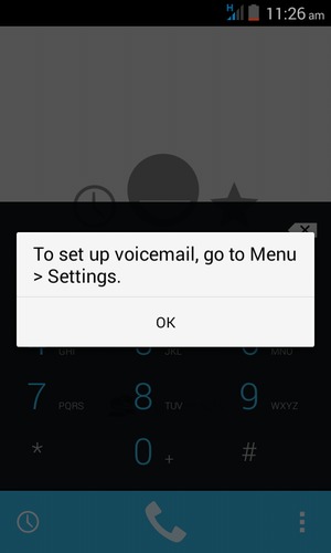 If your voicemail is not set up, select OK