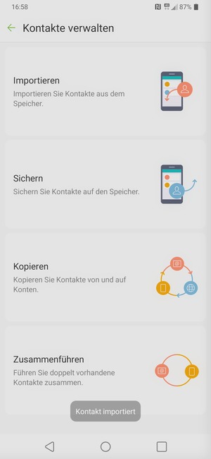 Ihre Kontakte werden in Ihrem Google Konto gespeichert und auf Ihrem Handy gespeichert, wenn Google das nächste Mal synchronisiert wird.