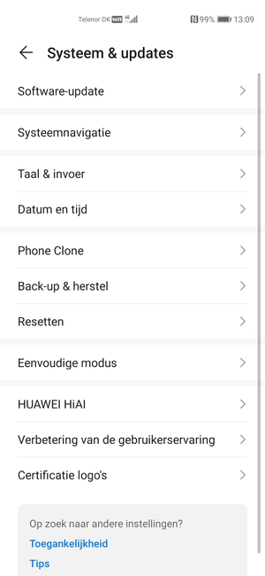 Selecteer Software-update