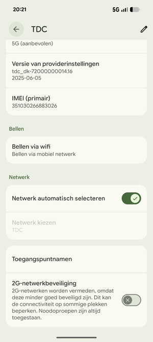 Scroll naar en selecteer Toegangspuntnamen