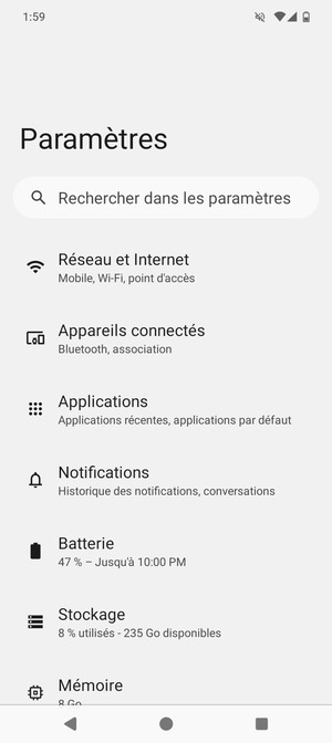 Sélectionnez Réseau et  Internet