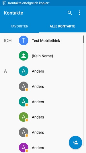 Ihre Kontakte werden in Ihrem Google Konto gespeichert und auf Ihrem Handy gespeichert, wenn Google das nächste Mal synchronisiert wird.