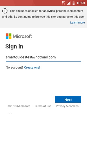 Enter your Email address and select Next