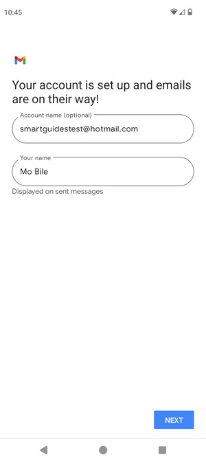 Give your account a name and enter your name. Select NEXT