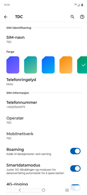 Slå Roaming på eller av