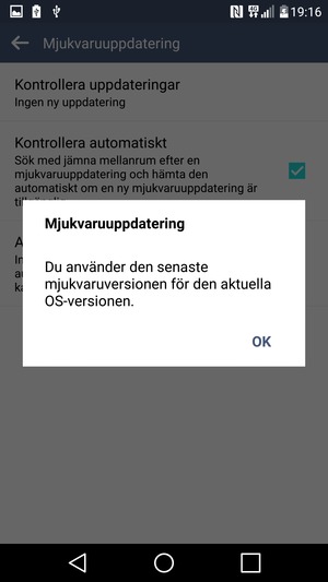 Om din telefon är uppdaterad, välj OK