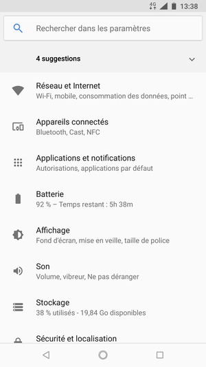Sélectionnez Réseau et Internet