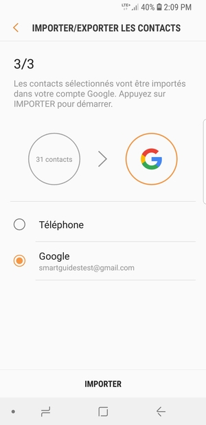 Sélectionnez IMPORTER