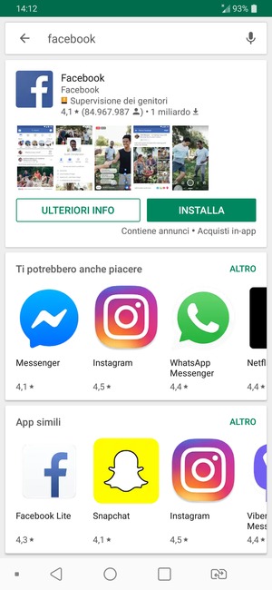 Seleziona l'applicazione