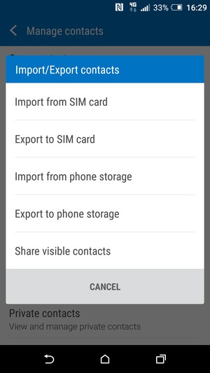 Select Import from SIM card
