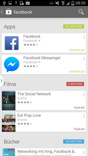 Wählen Sie die App