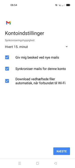 Vælg NÆSTE