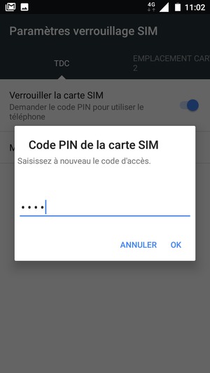Veuillez confirmer votre nouveau code PIN de la carte SIM et sélectionner OK