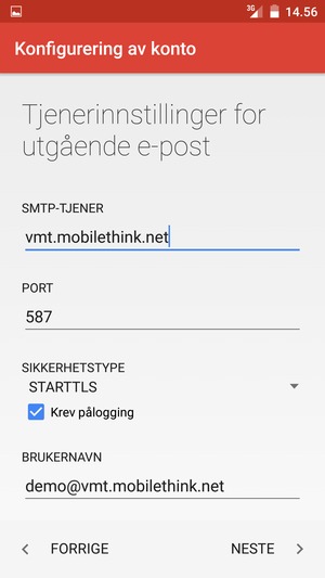Skriv inn utgående serveradresse