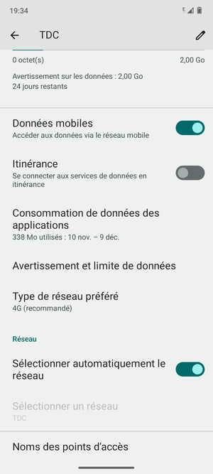 Faites défiler et sélectionnez Noms des points d'accès
