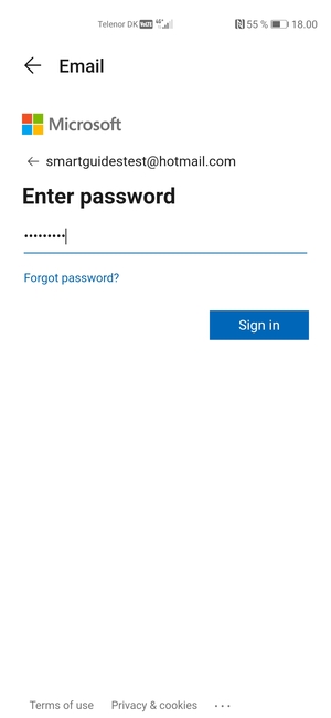 Enter your  Hotmail password and select Sign in
