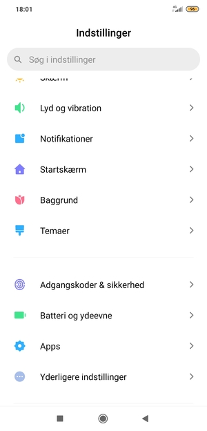 Scroll til og vælg Adgangskoder & sikkerhed