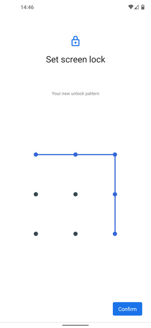 Draw the unlock pattern again and select Confirm
