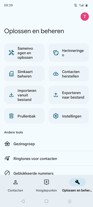 Selecteer Simkaart beheren