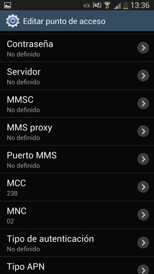 Introduzca la información de MMS